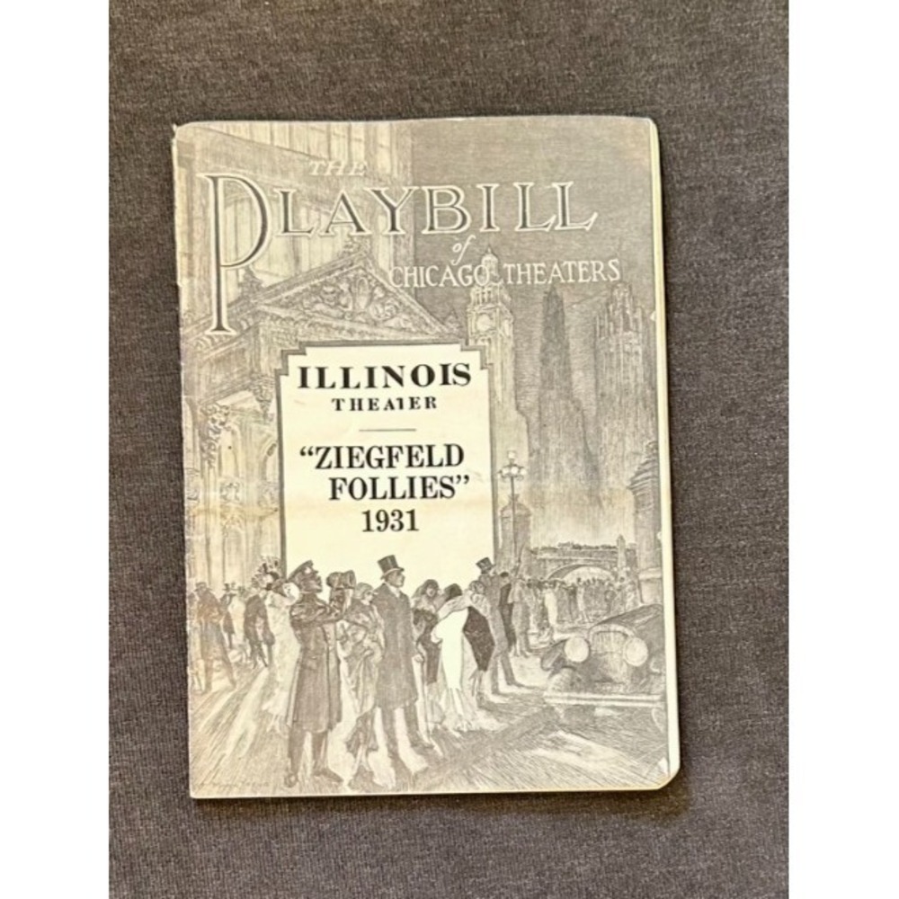 Vintage 1931 "Ziegfeld Follies" Playbill Illinois Theater Black/White RARE Mint